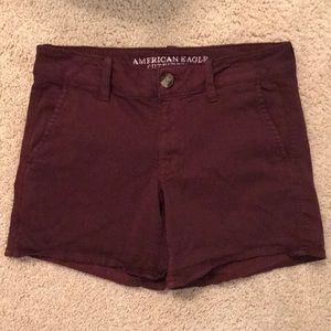 Burgundy American Eagle Khaki Shorts
